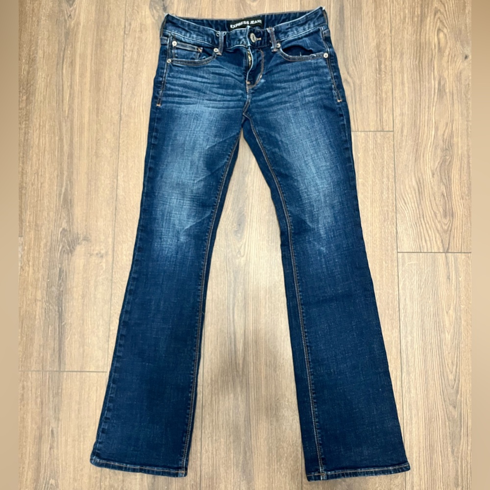 Express Barely Boot low rise jeans